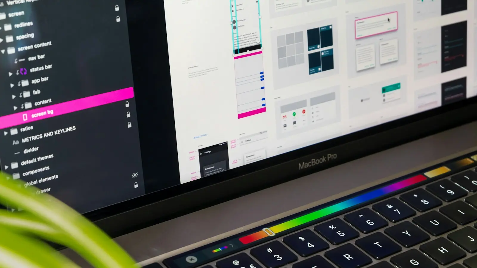 Website design work on a laptop screen